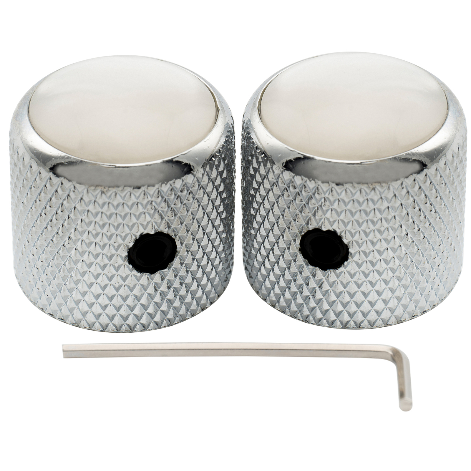 Musiclily Pro 2Pcs Chrome 1/4 Inch Steel Mother of Pearl Top Dome Guitar Knobs