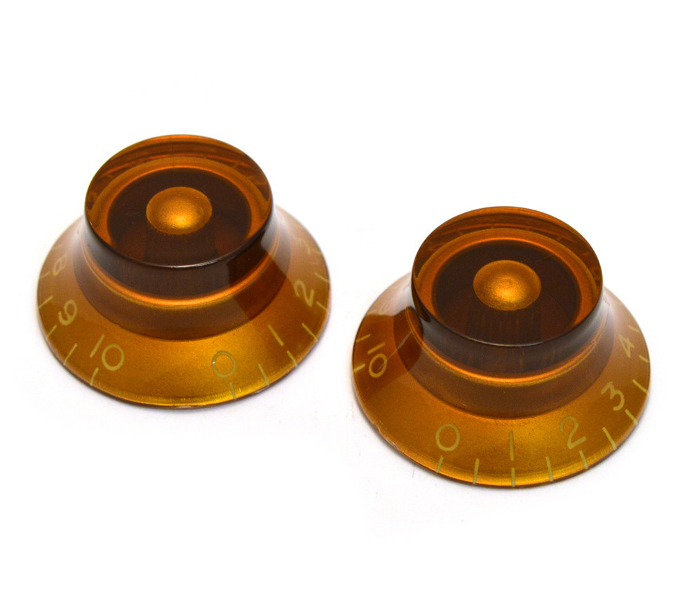 PK-0140-022 (2) Amber Bell Knobs For GIBSON® USA & CTS Split Shaft Pots