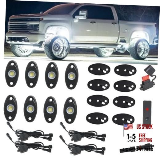 8pods White Rock Lights Dc 12v 6000k Aluminum Alloy Pure White Led Rock Lights