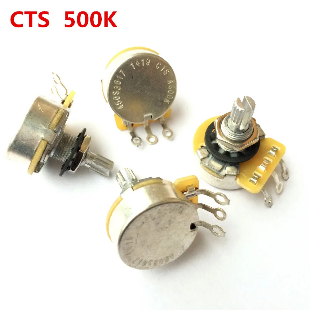 1Pcs CTS A500K B500K Guitar Series 500K Metal Knurled Shaft Audio Potentiometers