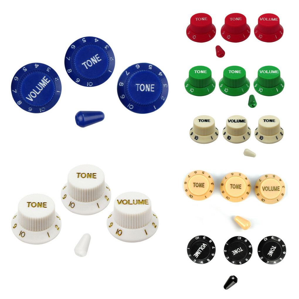 FLEOR 2T1V Tone Volume Knob Button & 5 Way Switch Knob Tip Cap for Strat Guitar