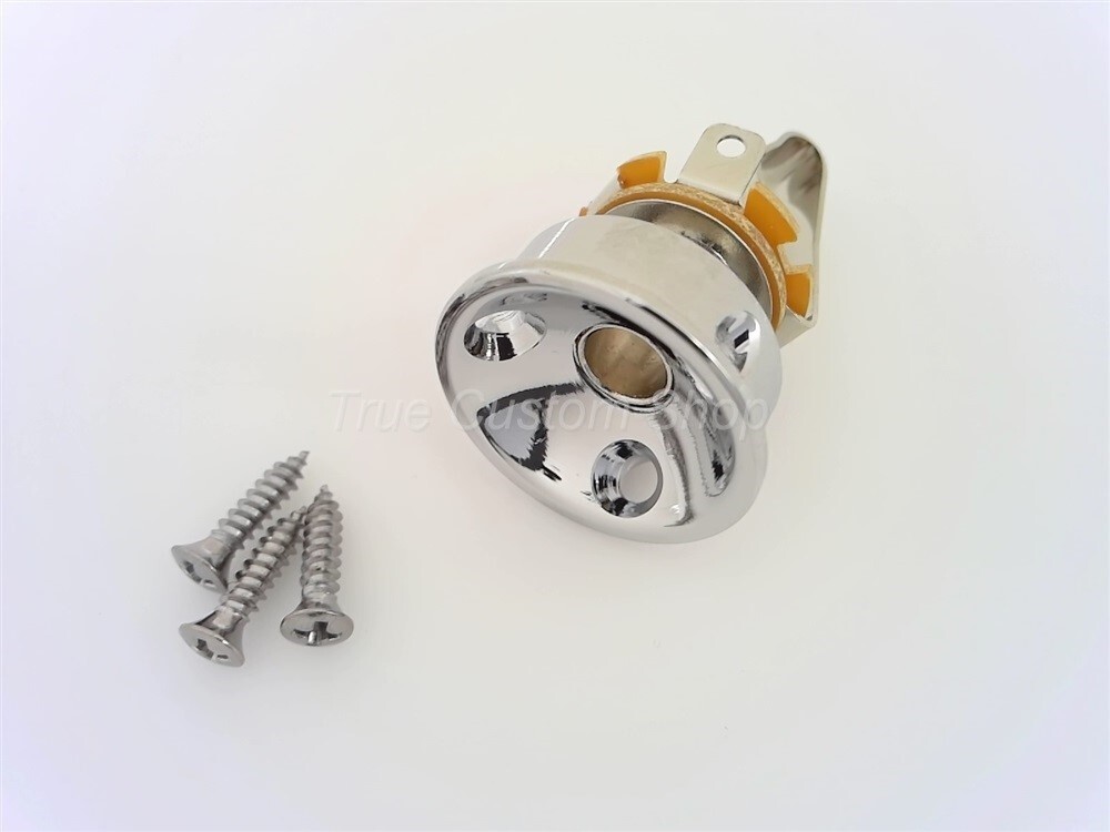 True Custom Shop® Chrome Modern METRIC Socket Jack Plate & Jack for Fender Tele